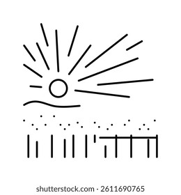 bright sunrise sun summer sunlight line icon vector. bright sunrise sun summer sunlight sign. isolated contour symbol black illustration