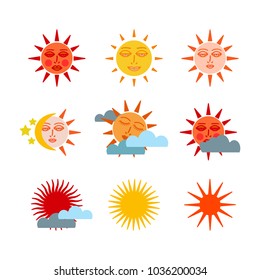 Bright Suns icons made in   vector.Unique shapes for different kinds of your design.