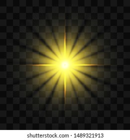 Bright sunshine. Beautiful bright rays. Light for banners.