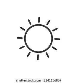 Bright sunshine, day sun light doodle outline vector icon 