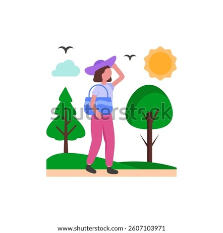 Bright Sunshine Enjoyment Flat Vector Illustration