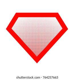 Bright superhero color logo with halftone effect, on white background. Vector illustration.