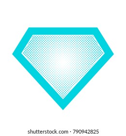 Bright superhero color logo with halftone effect, on white background. Vector illustration.