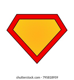 Logo en color superhéroe brillante con efecto medio-tono, sobre fondo blanco. Ilustración vectorial.