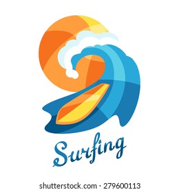 Bright surfing illustration or print for t-shirts.