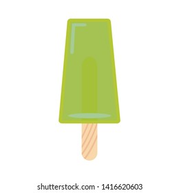 Bright sweet green ice-cream in flat cartoon style. Element for game or menu design.
