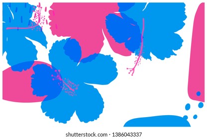 Bright and sweet Hibiscus flowers, overlapping shape effect flat style background design