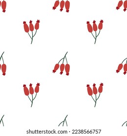 Bright sweet rosehip berries. Winter simple seamless pattern.