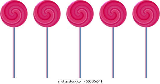 bright sweet round lollipops, vector illustration