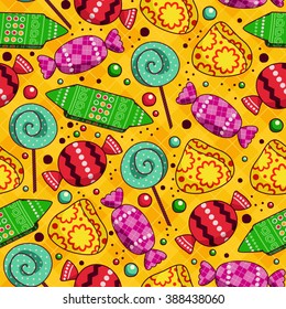 Bright sweets pattern. Vector seamless pattern for decorating paper, fabric or scrapbook