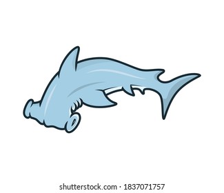 Bright Swimming Hammerhead Shark Illustration
