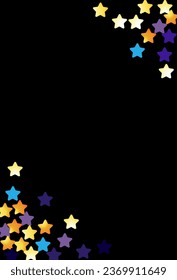 Bright Swirl Vector Black Background. Shiny Glitter Paper Card. Night sky Falling Wallpaper. Confetti Bridal Illustration.