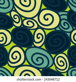 Bright swirls green seamless pattern.