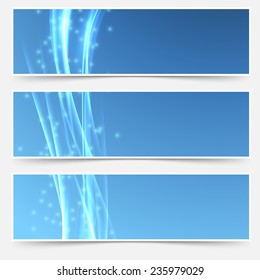 Bright swoosh smooth wave web header collection. Vector illustration