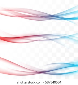 Bright swoosh wave abstract web header lines collection templates with speed wind transparent dynamic opaque motion streaks. Vector illustration