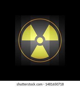 Bright symbol of radiation infection on a black background. Vector stock illustration.