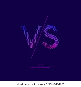 Bright symbols of confrontation VS, can be the same logo. Vector illustration on dark background with a trendy minimalist style
