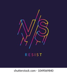 Bright symbols of confrontation VS. Vector illustration on dark background with a trendy minimalist style.