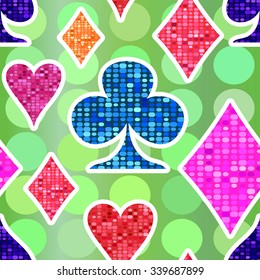 Bright symbols of playing cards. Vector pattern.