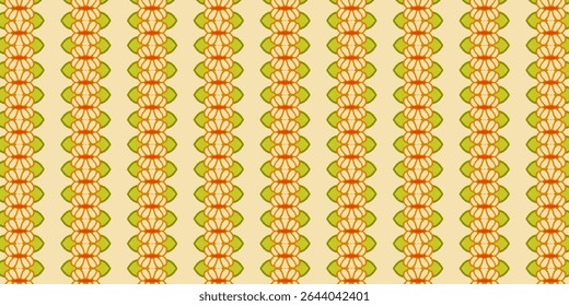 Bright symmetrical floral stripe pattern with vibrant tones and bold edges, perfect for wallpapers or digital prints. Features pattern, textile, floral, stripe,