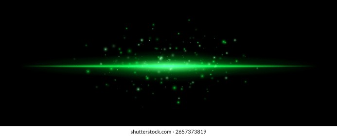 Bright symmetrical light burst with floating particles above. Radiant beam forms central flare and glowing spread on dark background.