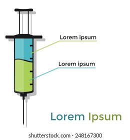 Bright syringe icon in a flat design