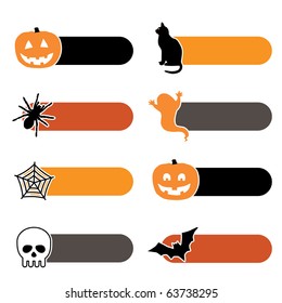 bright tabs with halloween motifs isolated on white