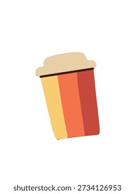 bright takeaway cup with drink vector illustration
