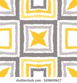 Bright Tartan Scottish Vector Seamless Pattern. Amber Network Grid Background. Fabric Cell Illustration. Ocher Check Scotland Wallpaper.