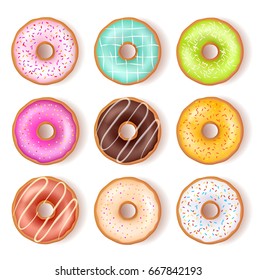 Bright Tasty Donuts Top View Set
