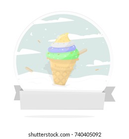 A bright and tasty ice cream. Vector on white background.