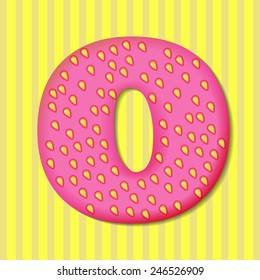 Bright tasty letter O from the children's strawberry alphabet. Vector EPS 10.