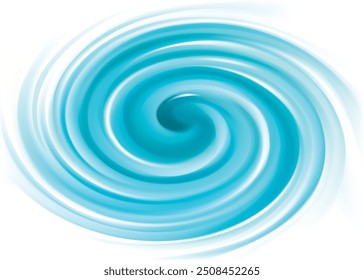 Bright teal helix vertigo curvy twister rotary moving spray new year winter cyclone surface. Volute gyration blur flow cool ice shiny pure vibrant celeste color illustration space for text in center