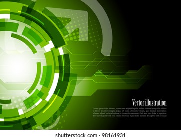 Bright tech background in dark green color