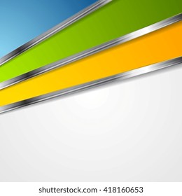 Bright tech background with metal stripes. Vector design illustration