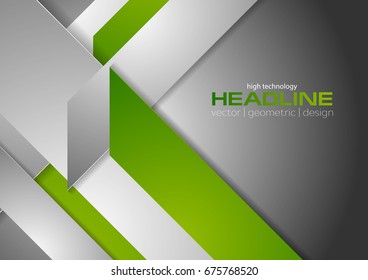 Bright tech corporate green and grey concept background. Vector design