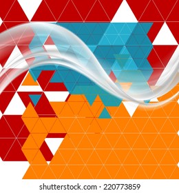 Bright tech futuristic background with waves. Vector design