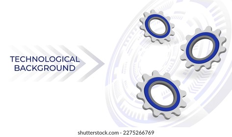 Bright technological background with gears and technological elements. With space for text