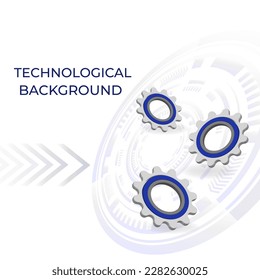 Bright technological background with gears and technological elements. With space for text