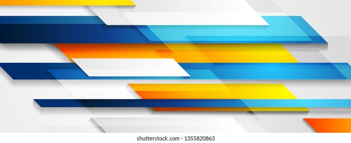 Diseño de pancartas geométricas abstractas de tecnología brillante. Fondo de vector colorido