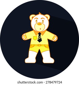 Bright teddy bear on a dark background.