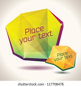 Bright template with two abstract crystal shapes