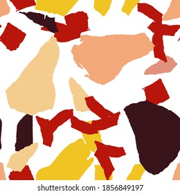 Bright Terrazzo Wall Vector Seamless Pattern. Colorful Terrazzo Tile Background. Yellow and Terracotta Ceramic Design.