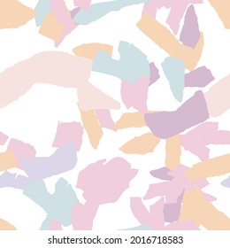 Bright Terrazzo Wall Vector Seamless Pattern. Colorful Terrazzo Tile Design. Peach and Violet Concrete Postcard.