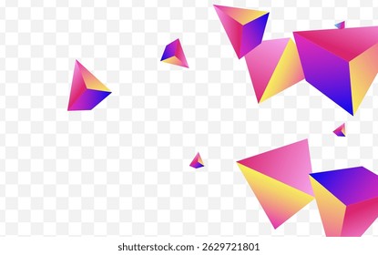 Bright Tetrahedron Vector Transparent Background. Rainbow Scattered Triangle Layout. Unicorn Business Stone Catalog. Cosmic Shapes Dynamic Presentation.