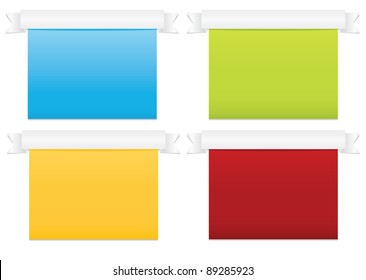 bright text boxes with blank ribbons ready for text