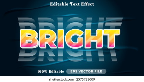 Bright text effect, trendy graphic style editable text