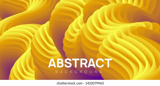 Bright textured abstract background. Vibrant wavy shapes in yellow and purple colors, flow banner, brochure, web page. Colorful fluid vector illustration.
