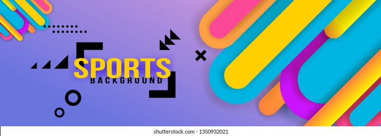 Bright textured paper background with multicolored stripes modern dynamic geometric sports background poster for playing football basketball or croquet. Vector illustration