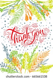 A bright thank-you postcard with an inscription and flowers